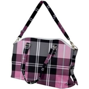 Large Hard canvas pink plaid crossbody bag